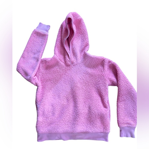 Athleta Girl Pink Sherpa Fleece Hoodie Pullover Youth Size 12 Large - Picture 1 of 6
